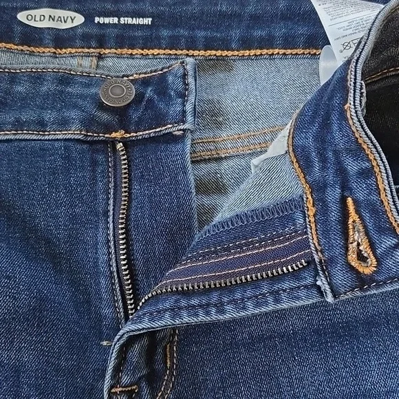 NEW Old Navy Power Slim Straight Zip Fly Mid-Dark Wash Distressed - 8S - Picture 11 of 15